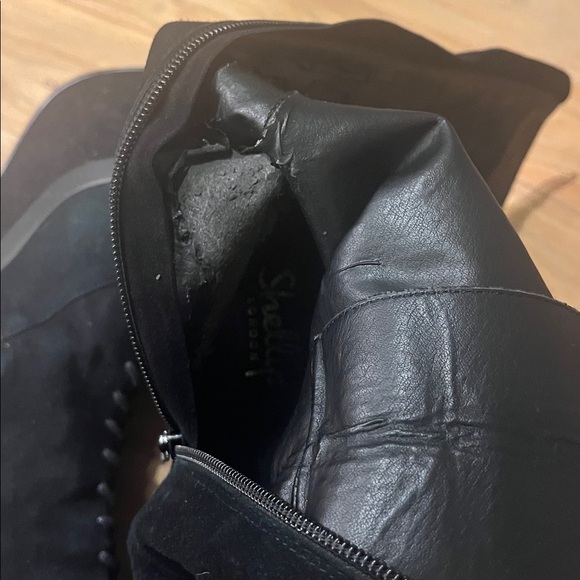 Shellys London Black platform lace up boots, faux suede - Picture 11 of 11